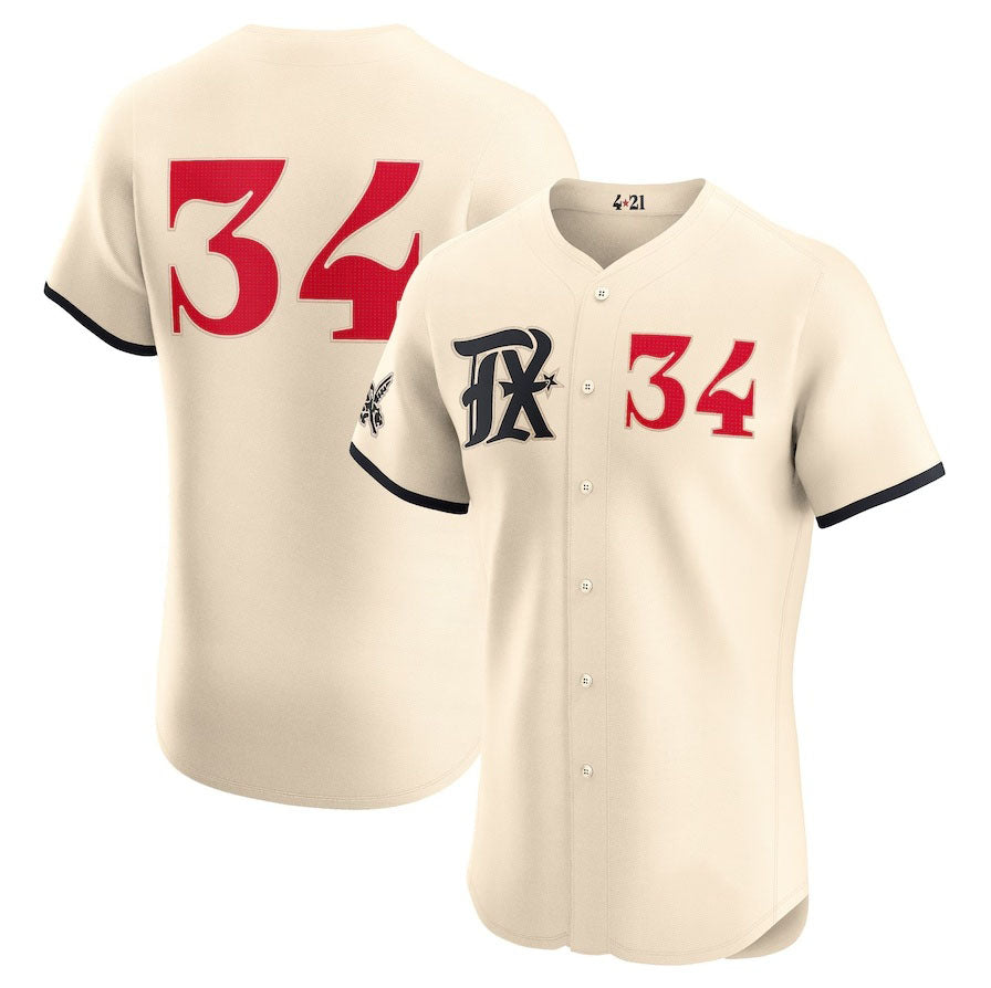 Texas Rangers #34 Nolan Ryan City Connect Retired Elite Jersey - Cream Stitched Baseball Jersey