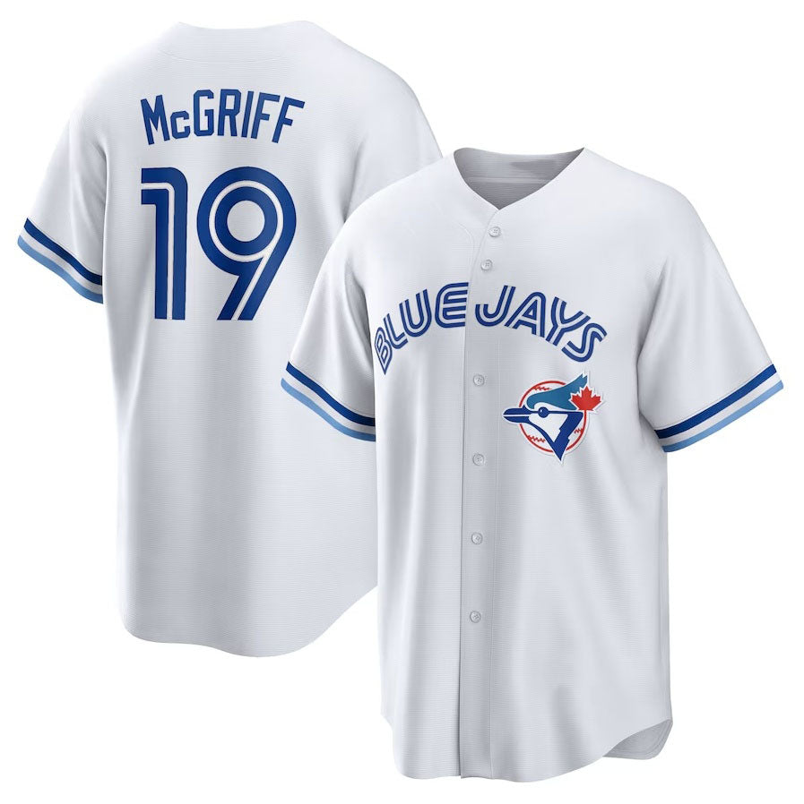 Toronto Blue Jays #19 Fred McGriff Cooperstown Collection 2023 Hall of Fame Inline Replica Jersey - White Stitched Baseball Jersey