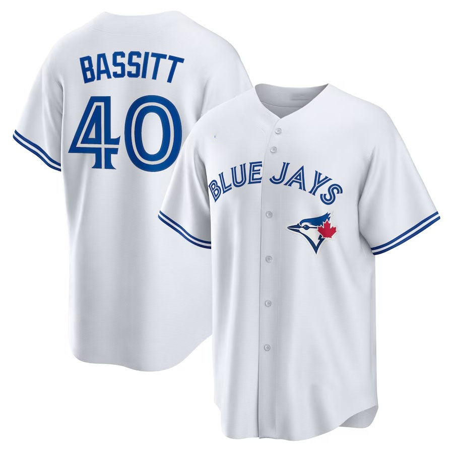 Toronto Blue Jays #40 Chris Bassitt Home Replica Jersey - White Stitched Baseball Jersey
