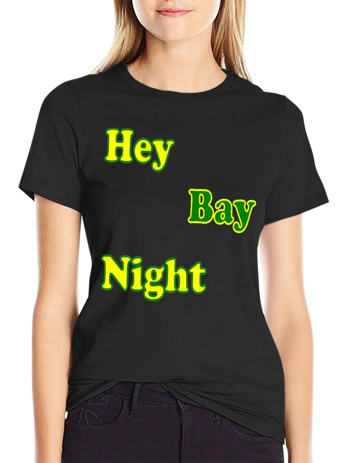 Hey Bay Night T-Shirt - Black Graphic Tee