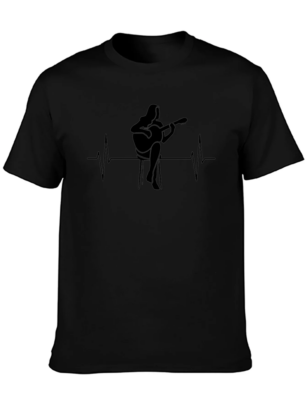 Guitarist Heartbeat Graphic Tee - Black
