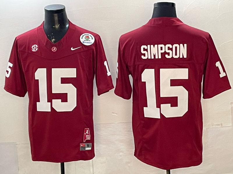 Ty Simpson Alabama Crimson Tide Rosebowl Jersey - Crimson
