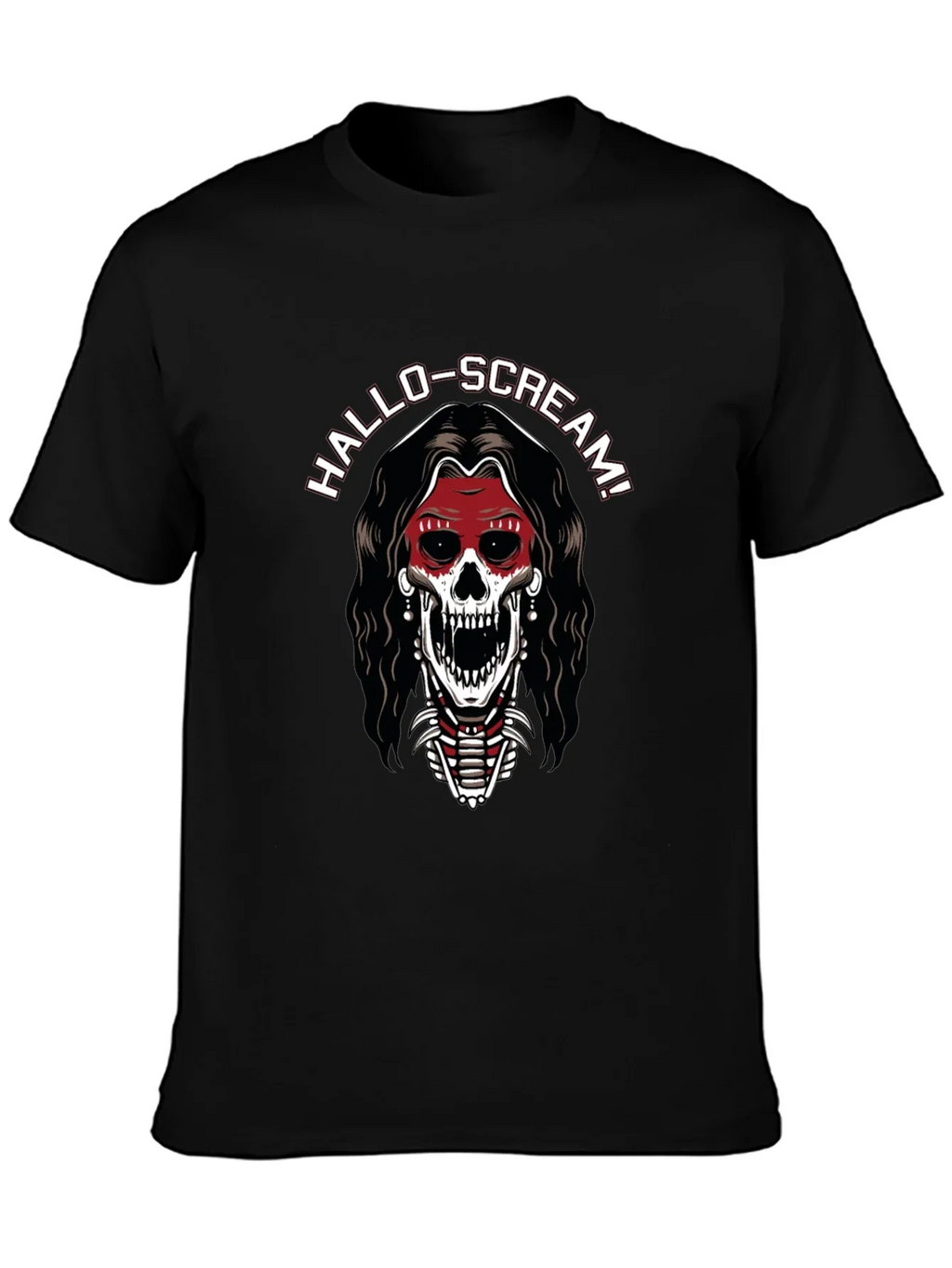 Hallo-Scream Skeleton Graphic T-Shirt