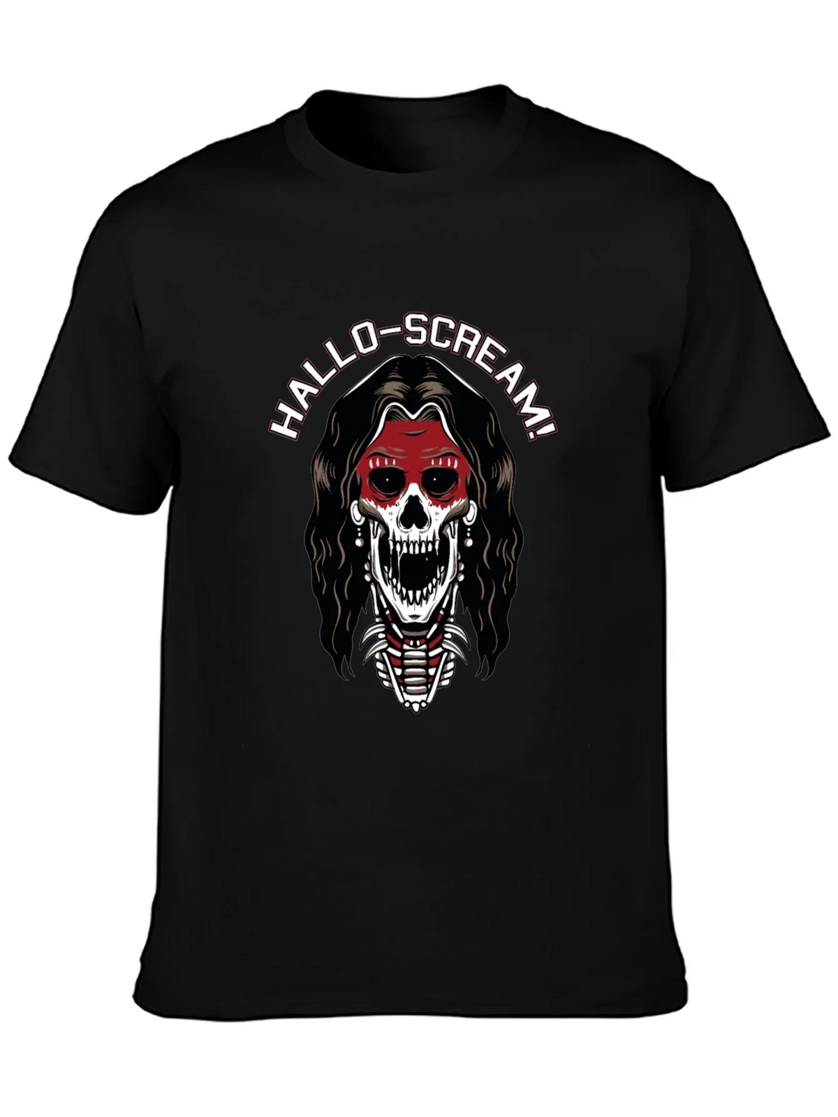 Hallo-Scream Skeleton Graphic T-Shirt