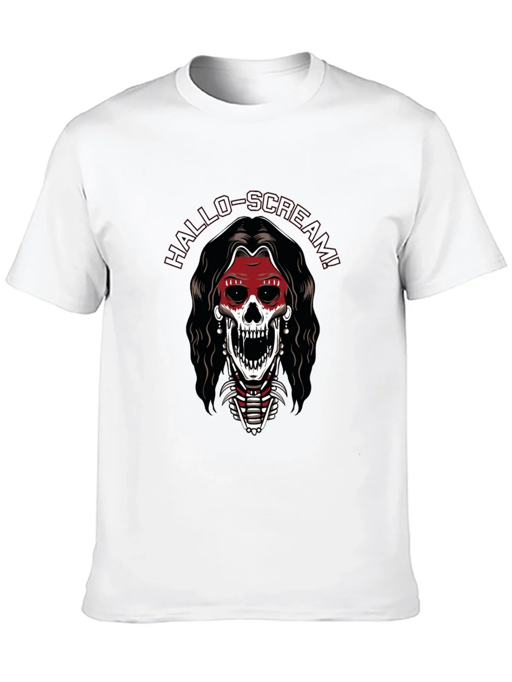Hallo-Scream Skeleton Graphic T-Shirt
