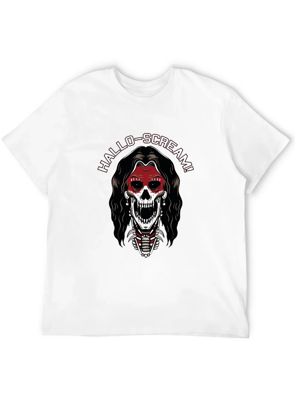 Hallo-Scream Skeleton Graphic T-Shirt