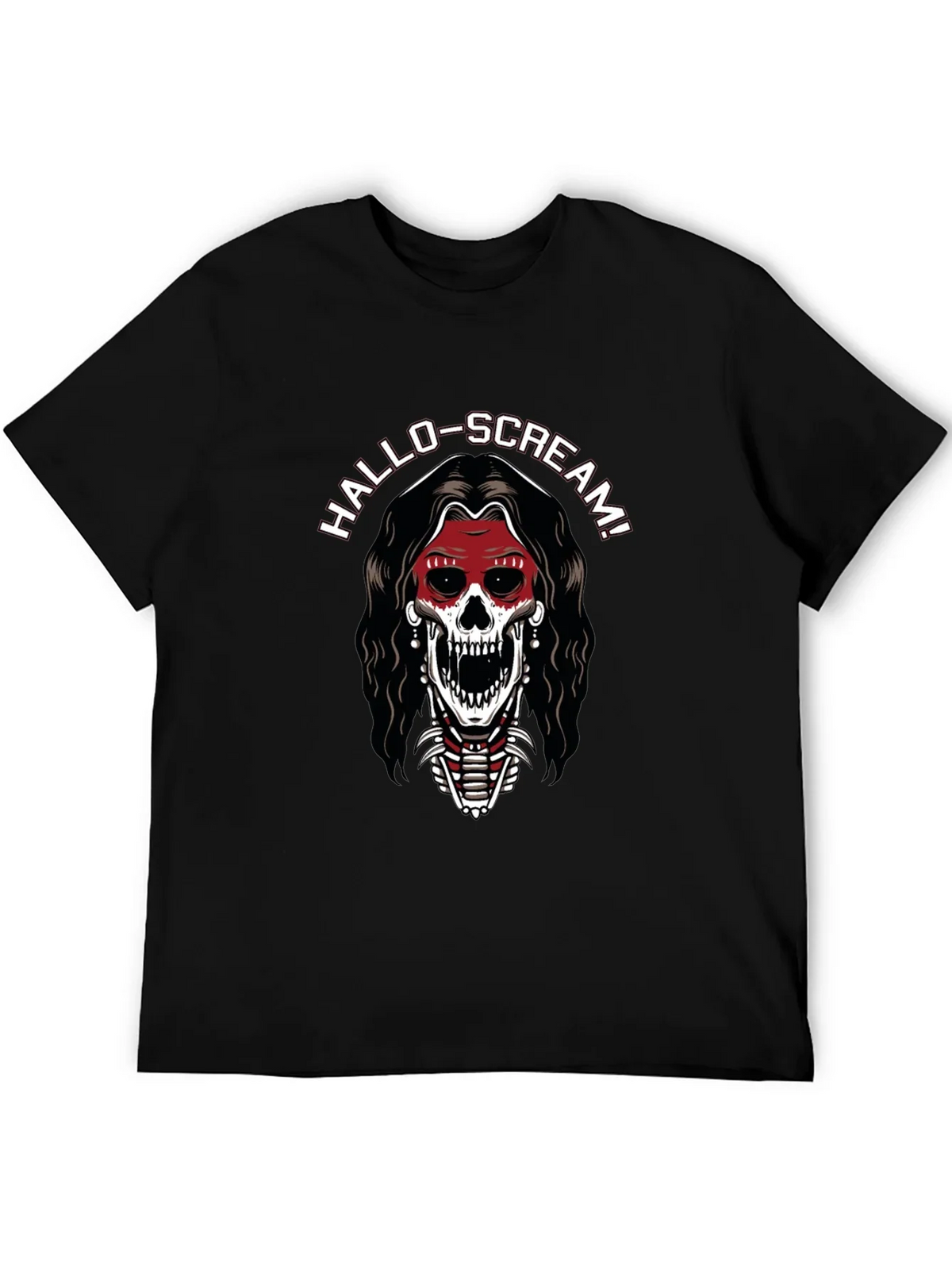 Hallo-Scream Skeleton Graphic T-Shirt