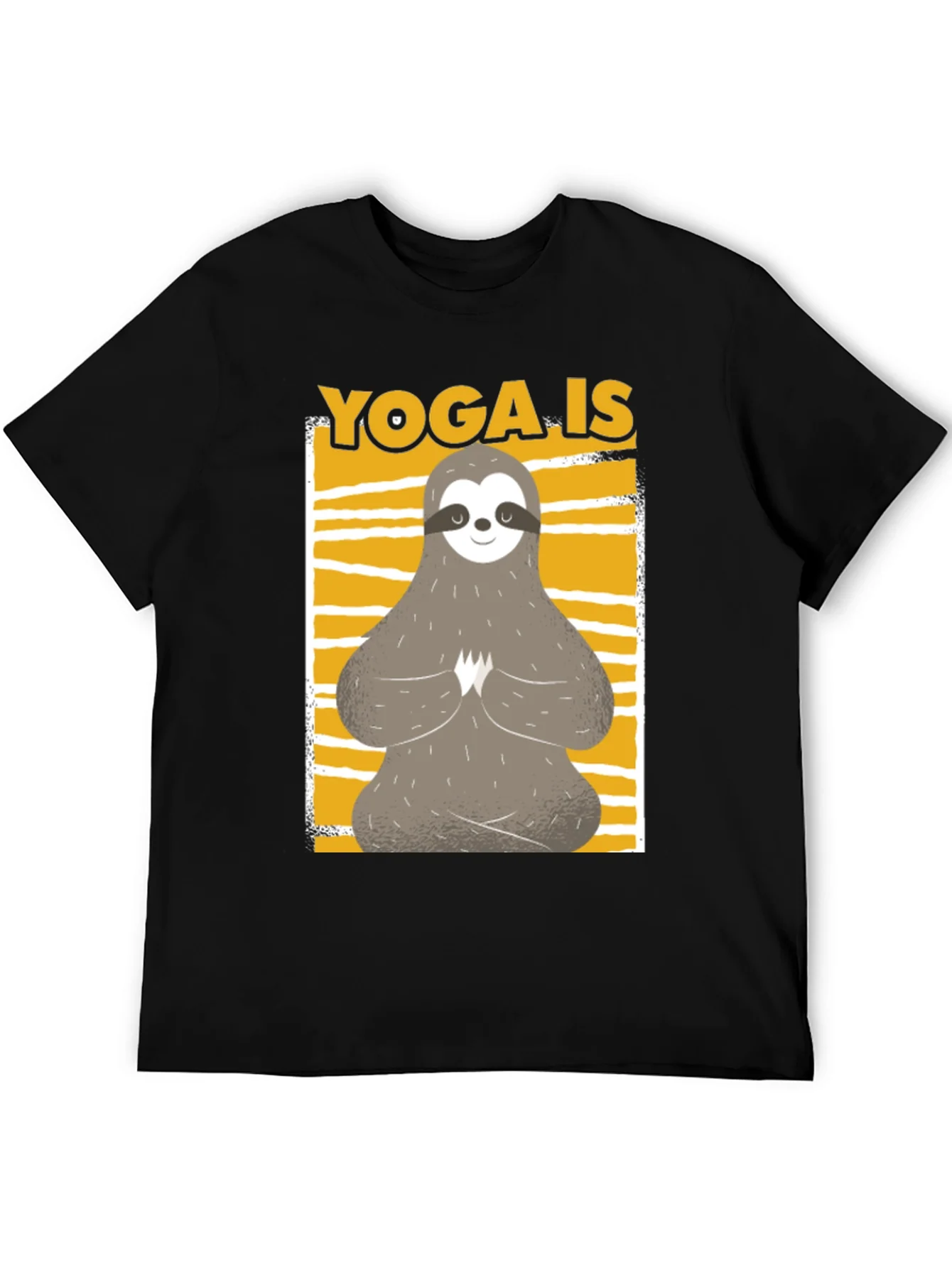 Yoga Sloth Graphic Tee - Relaxed Fit Black T-Shirt
