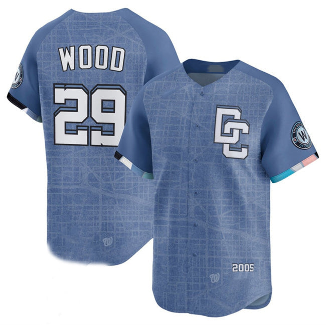 Washington Nationals #29 James Wood Blue 2025 City Connect Limited Stitched Baseball Jersey