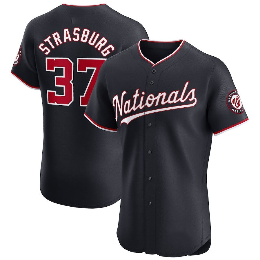 Washington Nationals #37 Stephen Strasburg Alternate Elite Player Jersey - Navy Stitched Baseball Jersey