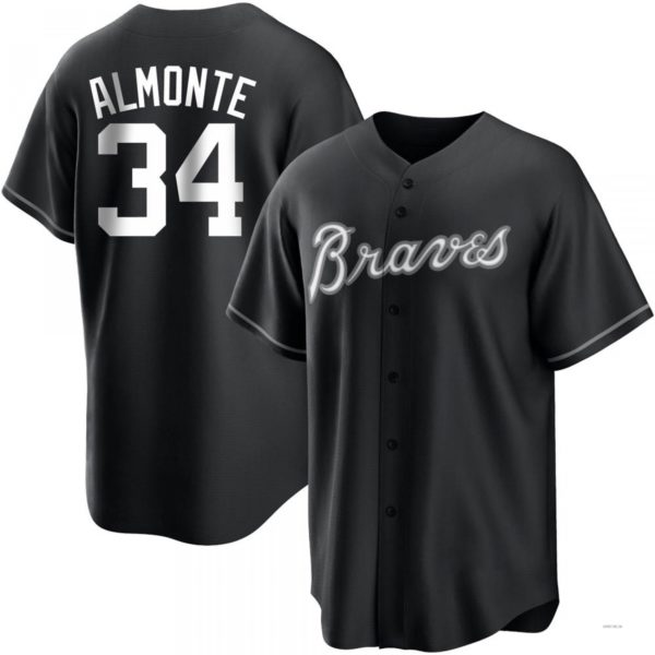 Atlanta Braves #34 Abafckm Almonte White Black/ Jersey Stitches Baseball Jerseys