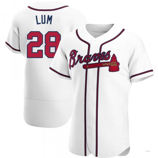 Atlanta Braves #28 Mike Lum White Home Jersey Stitches Baseball Jerseys