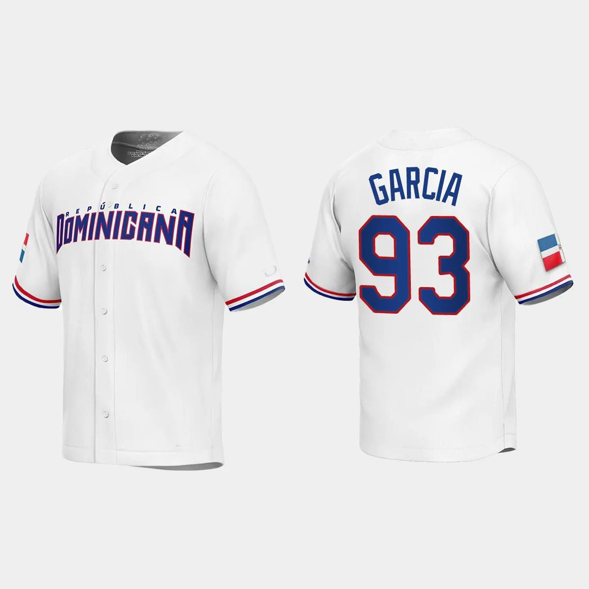 #93 YIMI GARCIA DOMINICAN REPUBLIC BASEBALL 2023 WORLD BASEBALL CLASSIC REPLICA JERSEY ¨C WHITE Stitches Baseball Jerseys