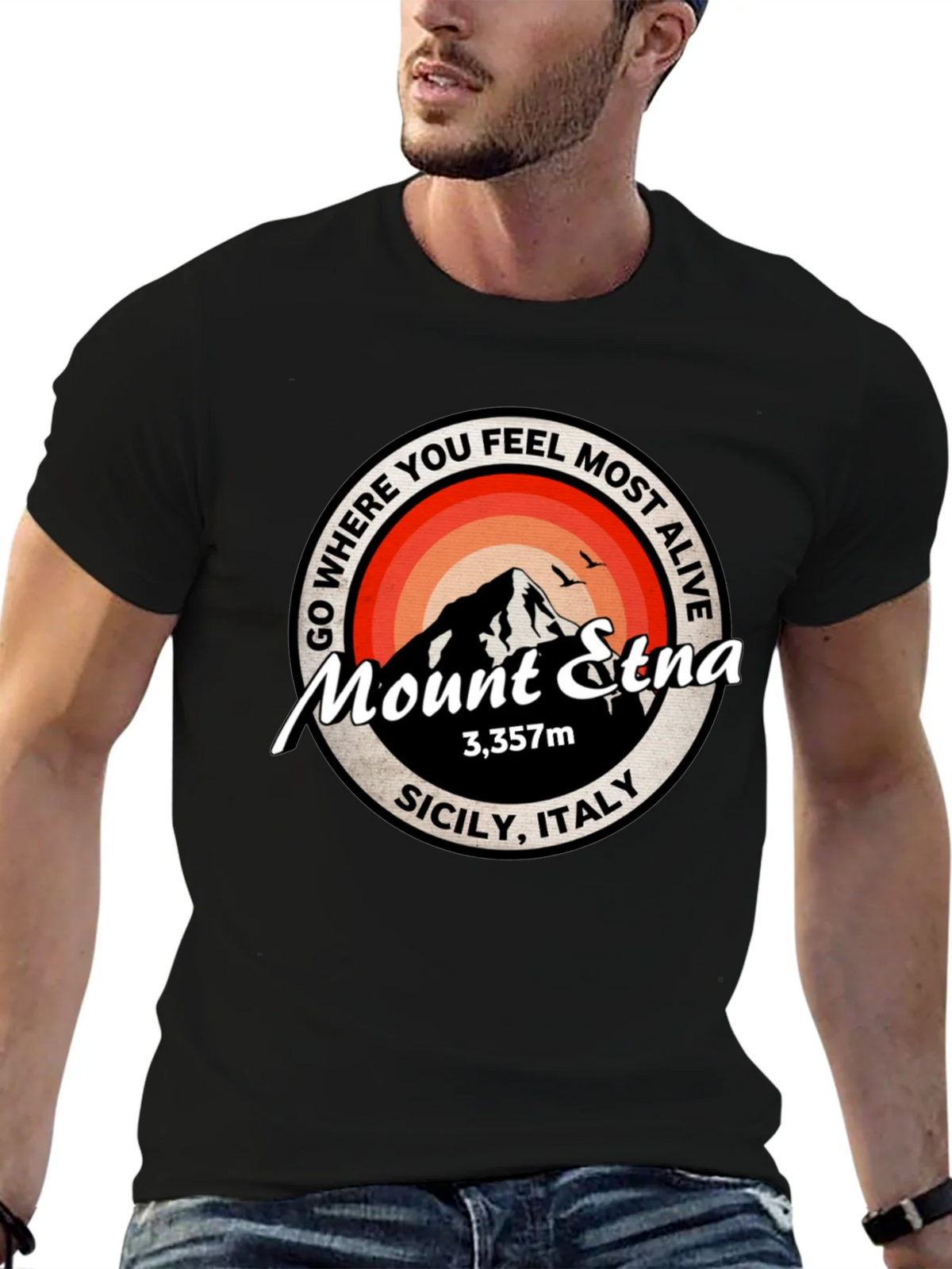 Mount Etna Graphic Tee - Sicily Italy T-Shirt