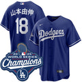 Yoshinobu Yamamoto Kanji Los Angeles Dodgers 2025 Alternate World Series Champions Jersey - Royal