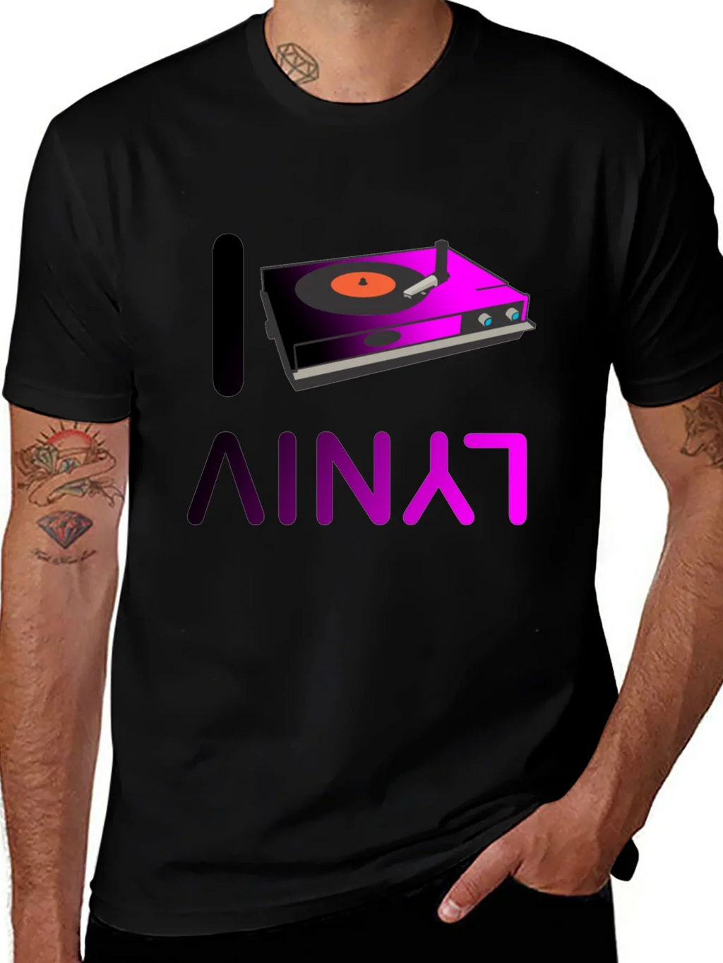 I Love Vinyl Graphic Tee - DJ Music Shirt