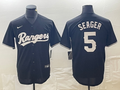 Men's Texas Rangers Corey Seager #5 Black Replica Player Jersey1