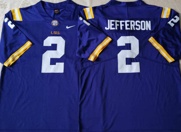 Men's LSU Tigers Justin Jefferson Purple Player Game Jersey