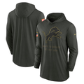Men's Detroit Lions  Forest Green 2025 Salute to Service Sideline Dri-FIT Lightweight Hooded Pullover