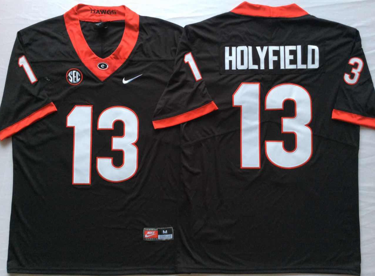 Men's Georgia Bulldogs Elijah Holyfield Black Player Game Jersey