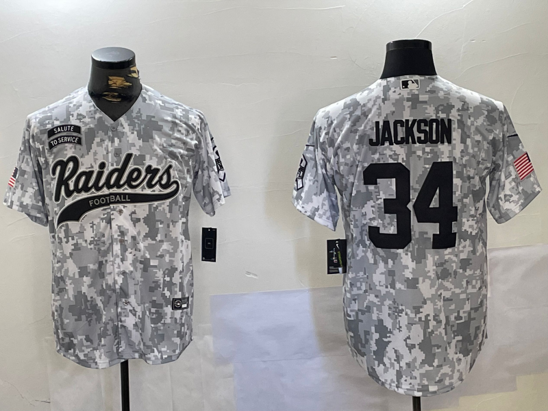 Men's Las Vegas Raiders Bo Jackson #34 Arctic Camo 2024 Salute to Service Player Jersey1