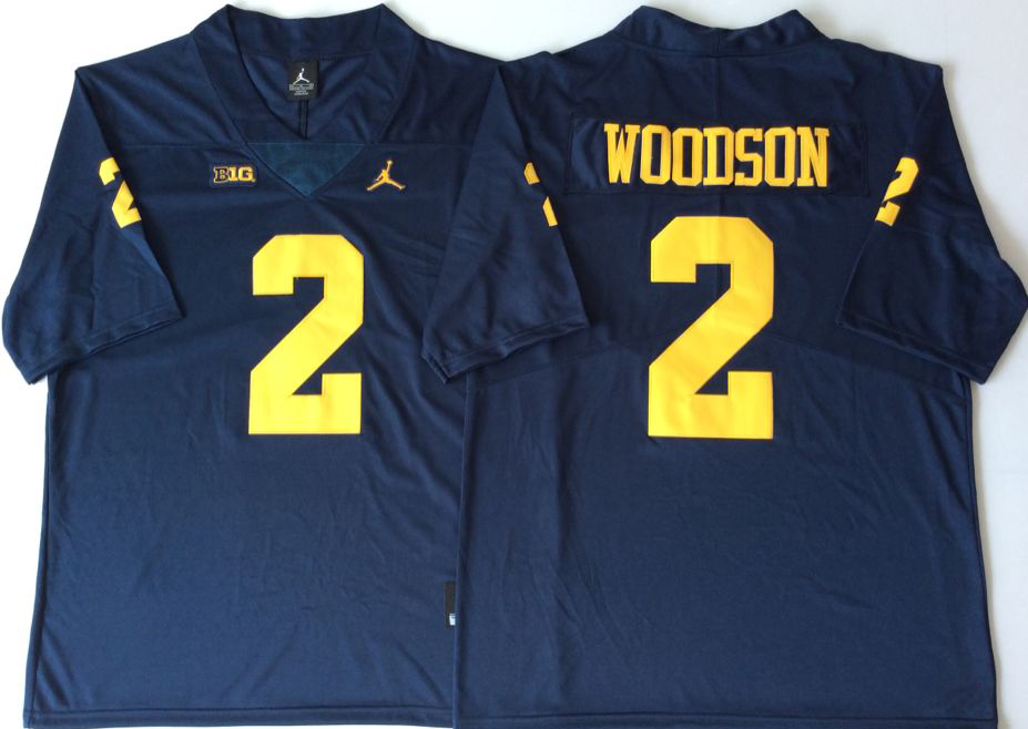 Men's Michigan Wolverines Charles Woodson Navy Alumni Player Game Jersey