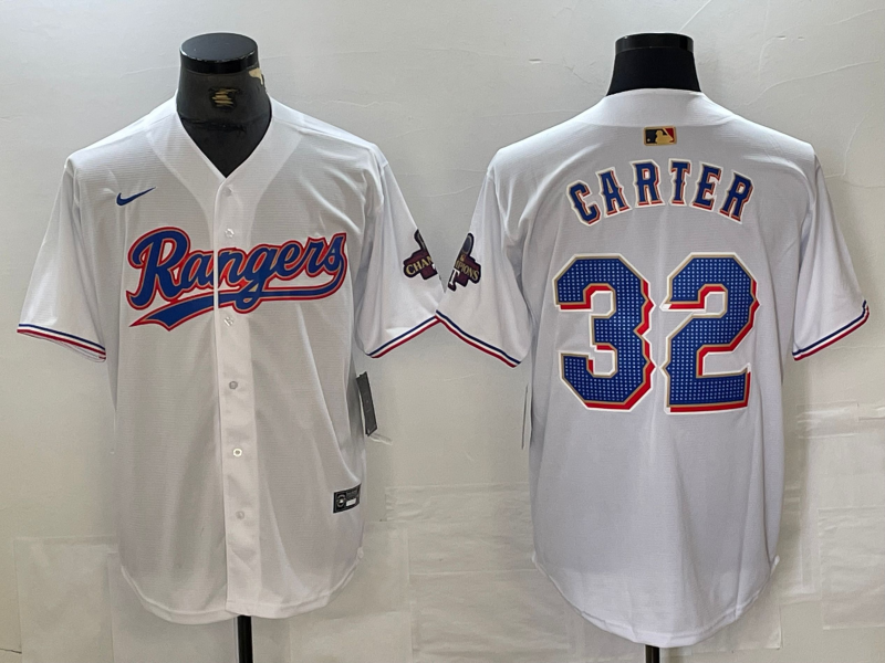 Men's Texas Rangers Evan Carter White 2024 Gold Collection Limited Player Jersey