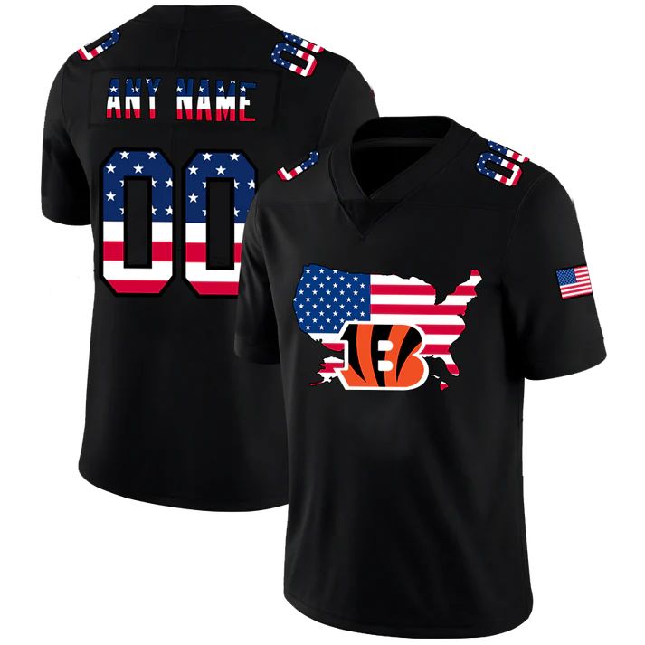 Custom1 Cincinnati Bengals Football Black Limited Fashion Flag Stitched Jerseys American Football Jerseys