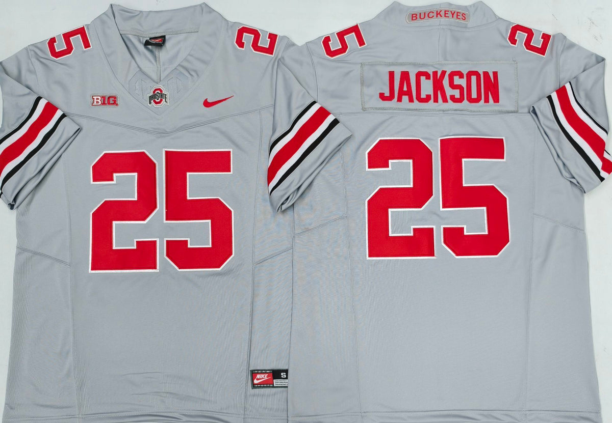 Men's Ohio State Buckeyes Bo Jackson #25 Gray Player Game Jersey