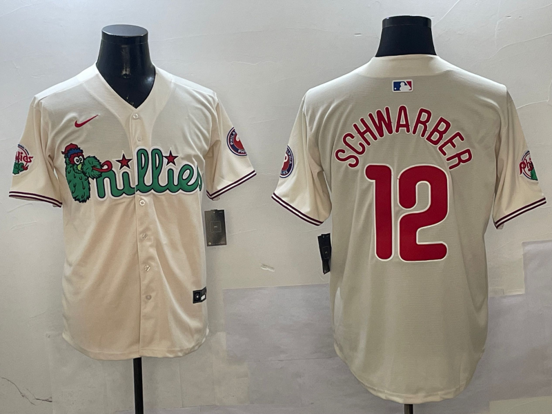 Men's Philadelphia Phillies Kyle Schwarber Cream Replica Player Jersey
