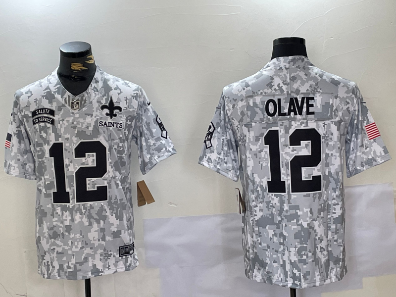 Men's New Orleans Saints Chris Olave #12 Arctic Camo 2024 Salute to Service Limited Jersey1