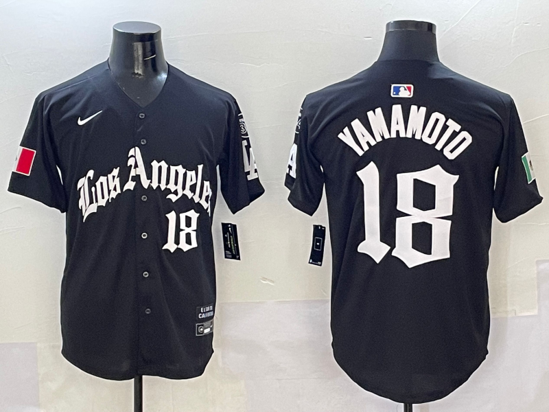 Men's Los Angeles Dodgers Yoshinobu Yamamoto Black Team Player Jersey