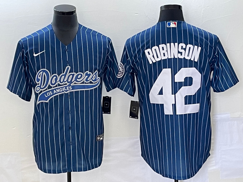 Men's Los Angeles Dodgers Jackie Robinson #42 Blue Player Jersey1 Joint Edition