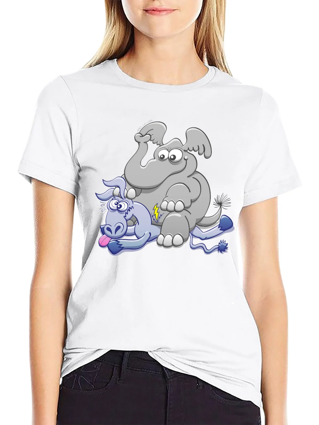 Elephant & Donkey Cartoon T-Shirt