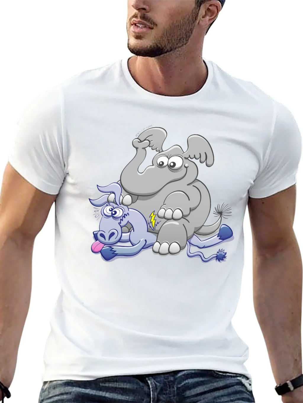 Elephant & Donkey Cartoon T-Shirt