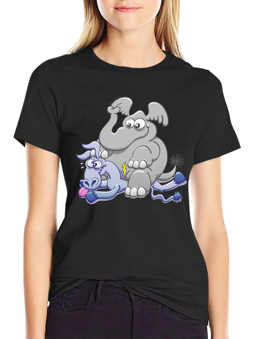 Elephant & Donkey Cartoon T-Shirt