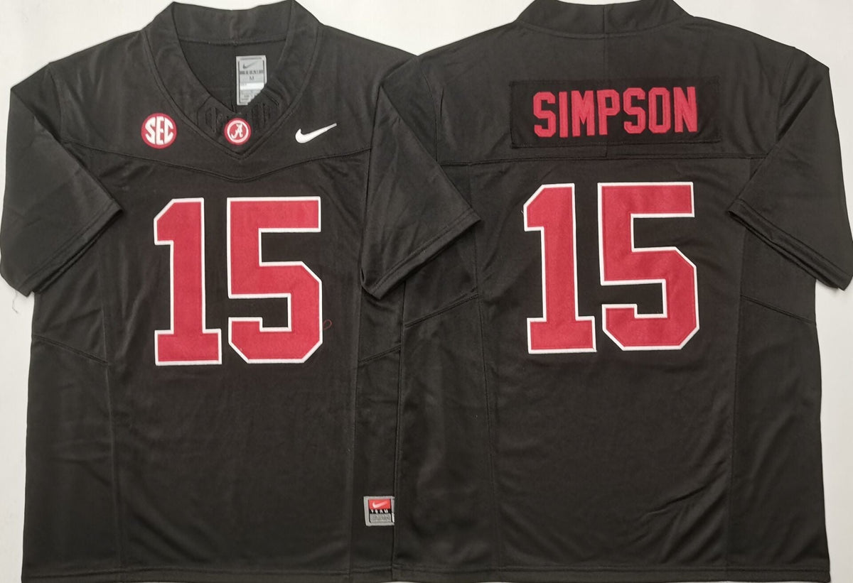 Men's Alabama Crimson Ty Simpson Black Player Jersey