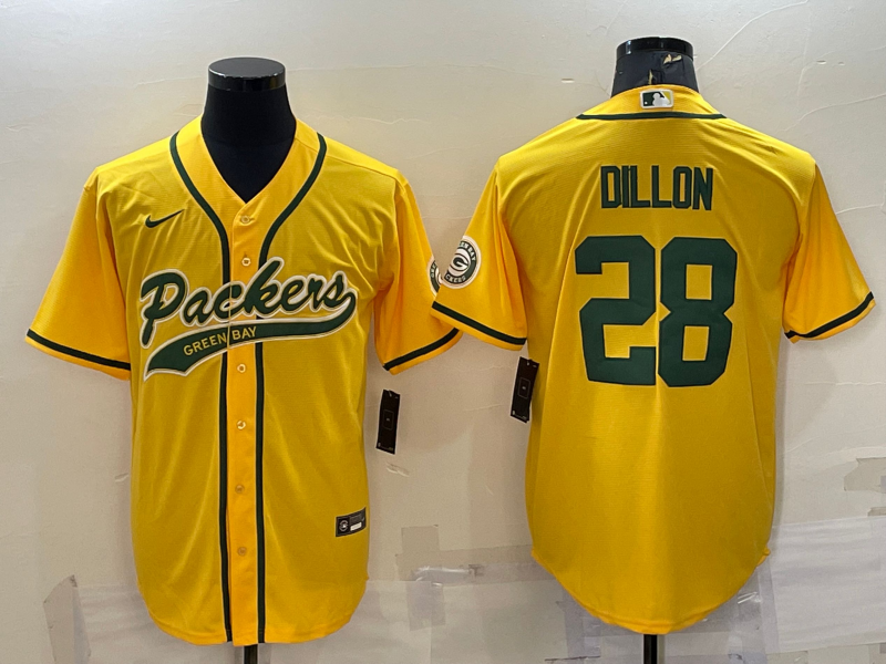 Men's Green Bay Packers AJ Dillon Gold Inverted Team Game Jersey Joint Edition