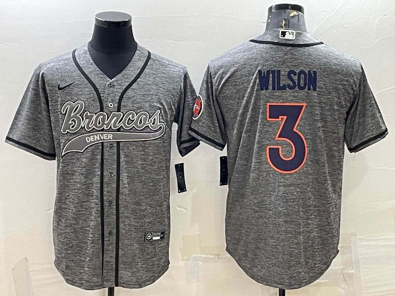 Men's Denver Broncos Russell Wilson Gray Player Jersey Joint Edition