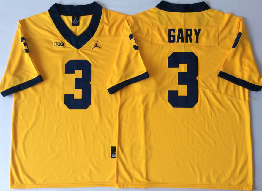 Men's Michigan Wolverines Rashan Gary Yellow Alumni Player Game Jersey