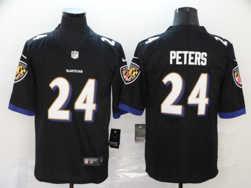 Men's Baltimore Ravens Marcus Peters #24 Black Game Jersey1