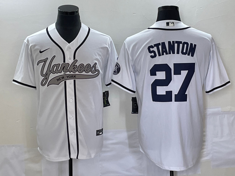 Men's New York Yankees Giancarlo Stanton White Player Jersey Joint Edition