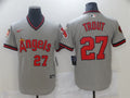 Men's Los Angeles Angels Mike Trout #27  Gray Printed Baseball Jersey1