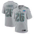 Men's Philadelphia Eagles Miles Sanders Gray Super Bowl LVII Patch Atmosphere Fashion Game Jersey