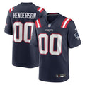 New England Patriots TreVeyon Henderson  Navy 2025  Draft Game Jersey