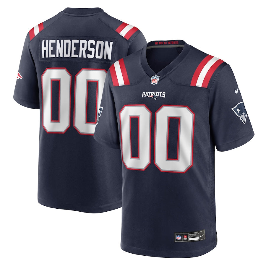 New England Patriots TreVeyon Henderson  Navy 2025  Draft Game Jersey