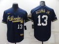 Men's Atlanta Braves Ronald Acuna Jr. Navy Fashion Stitched Jersey