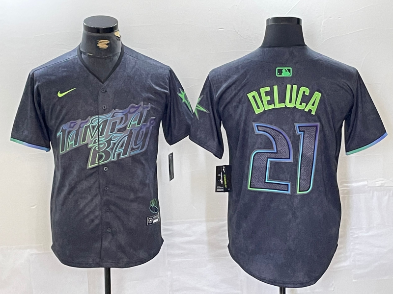 Men's Tampa Bay Rays Jonny DeLuca Charcoal 2024 City Connect Limited Player Jersey