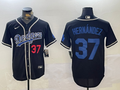 Men's Los Angeles Dodgers Teoscar Hernandez #37 Black Game Player Jersey