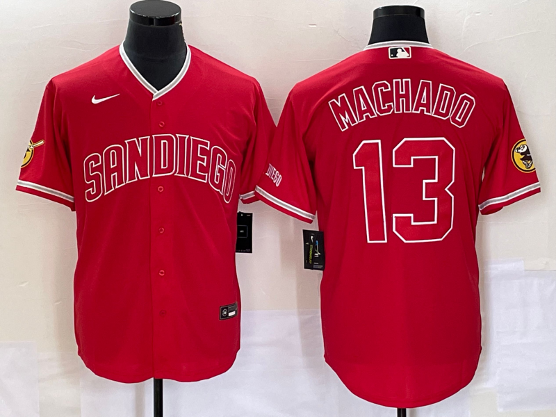 Men's San Diego Padres Manny Machado Red Replica Player Jersey